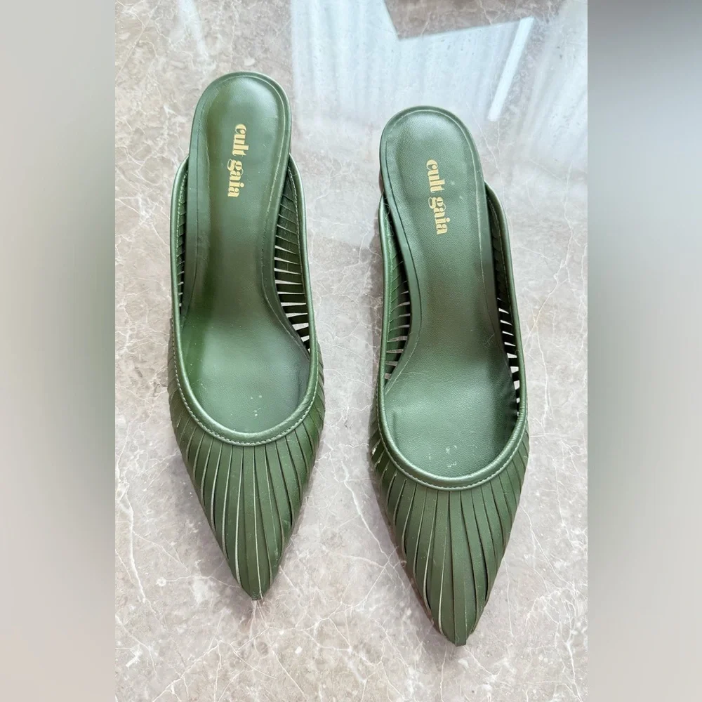 Cult Gaia Alia Mules Green - Picture 2 of 5